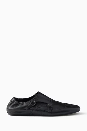 Shuffle Monk Strap Loafers in Antiqued Leather