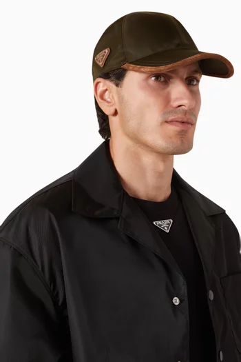 Logo Baseball Cap in Re-Nylon & Suede