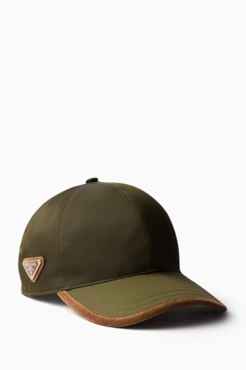 Logo Baseball Cap in Re-Nylon & Suede
