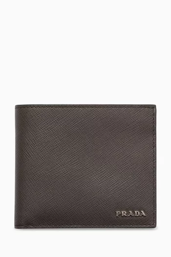 Logo Bifold Wallet in Saffiano Leather