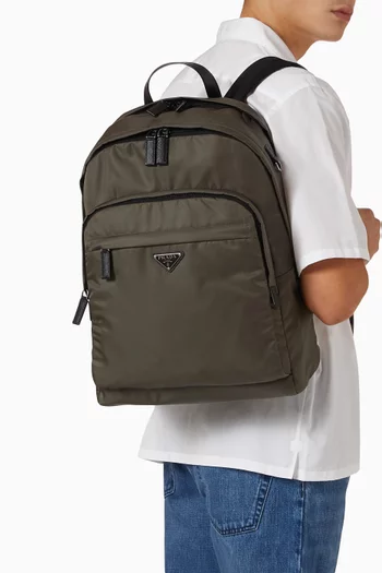 Backpack in Re-Nylon & Saffiano Leather