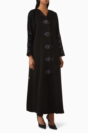 عباية بتطريزات بالخيوط كريب ستان