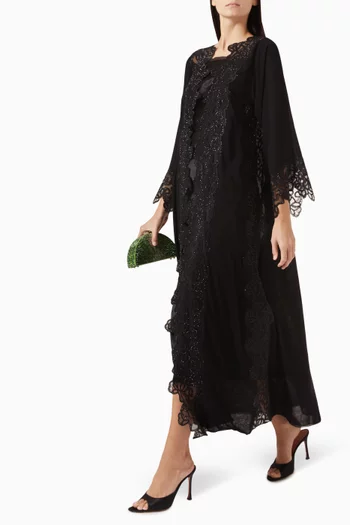 Lace & Stone-embellished Abaya in Chiffon