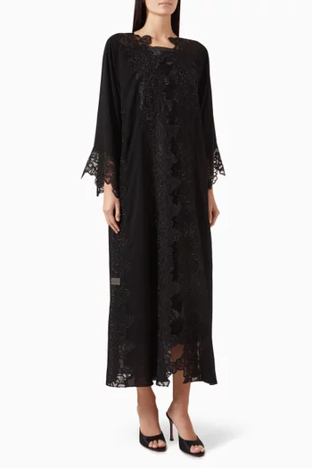Lace & Stone-embellished Abaya in Chiffon