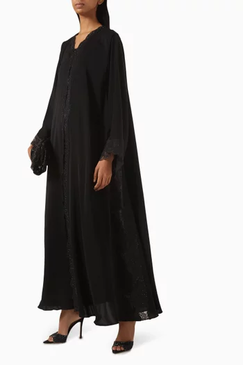 Lace-embroidered Abaya in Nada