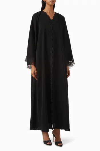 Lace-embroidered Abaya in Nada