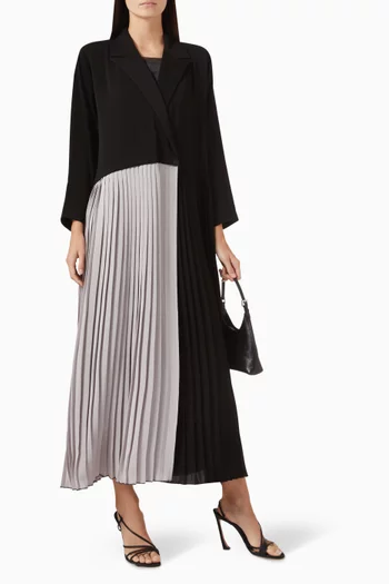 Two-tone Pleated Coat Abaya