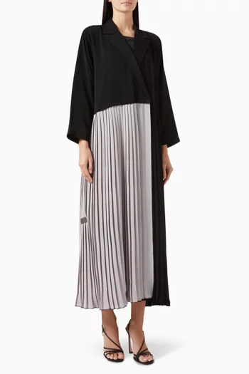 Two-tone Pleated Coat Abaya