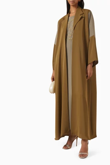 Thread Embroidered Abaya Set in Nada