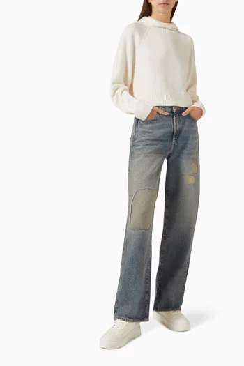 بنطال جينز بقصة فضفاضة دينم