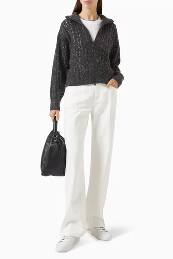 Dazzling Rib Cardigan in Wool-blend