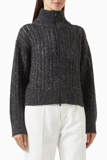 Dazzling Rib Cardigan in Wool-blend
