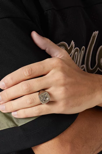 Arrow Textured Ring in Silver-tone Brass