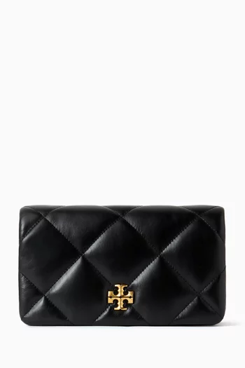 حقيبة كيرا صغيرة بتصميم مبطّن بنقشة معينات وسلسلة جلد