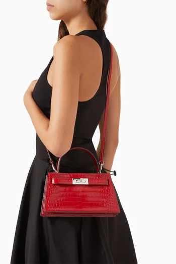 Petite Lee Radziwill Bag in Croc-embossed Leather