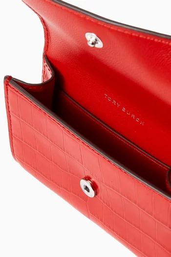Kira Flap Card Case in Croc-embossed Leather