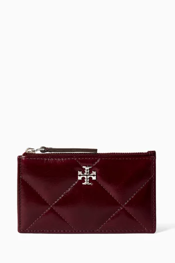 Kira Quilted Zip Card Case in Leather