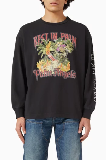 تي شيرت بطبعة Rest in Palm قطن