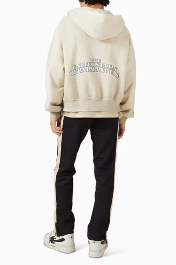 كنزة بغطاء رأس بسحّاب وطبعة دولار صوف قطني