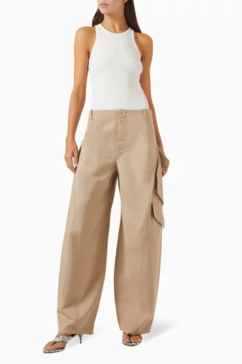 بنطال كارغو بقصة مستديرة شينو باهت