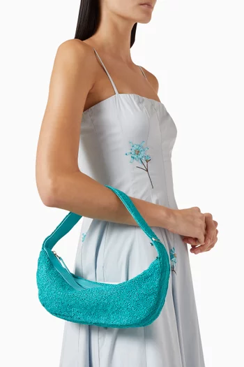 حقيبة كتف ديمي قابلة للتعديل مطرزة بالخرز