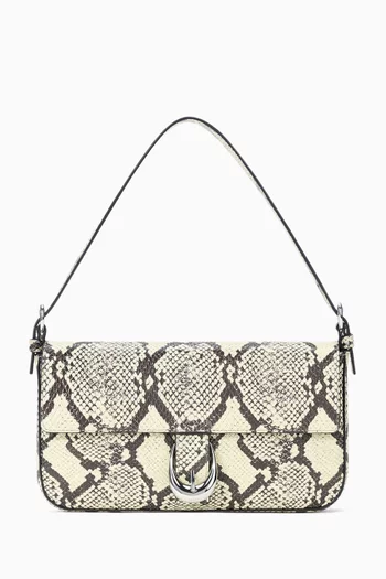 حقيبة كتف هارلو جلد بنقشة جلد الأفعى