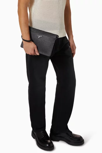 Wristlet Pouch in Saffiano Leather