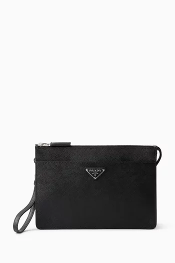 Wristlet Pouch in Saffiano Leather