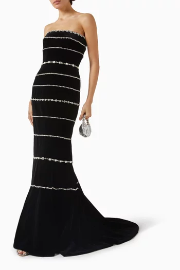Shaula Crystal-embellished Gown in Velvet