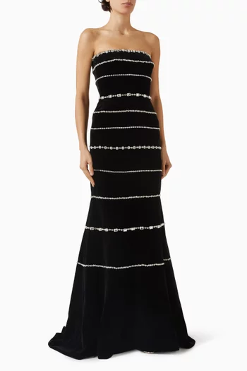 Shaula Crystal-embellished Gown in Velvet