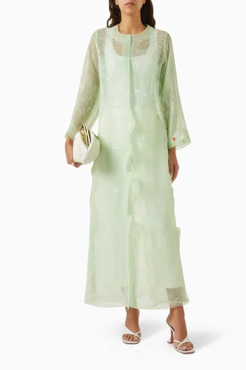Cloud Crinkle Abaya in Organza