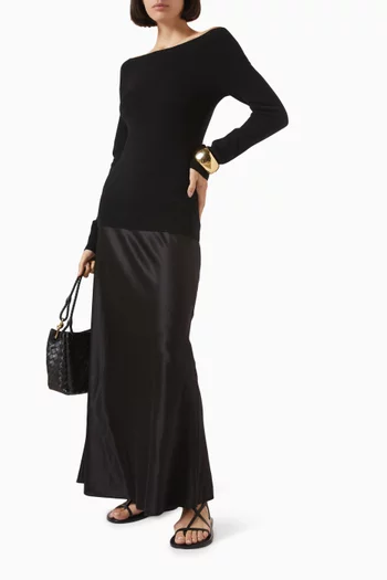 Monument Off-shoulder Maxi Dress in Cashmere & Silk