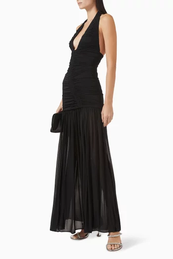 Orion Pleated Gown in Rayon-blend