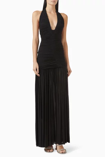Orion Pleated Gown in Rayon-blend
