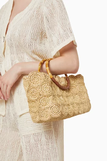 Scalloped Tote Bag in Toquilla Straw