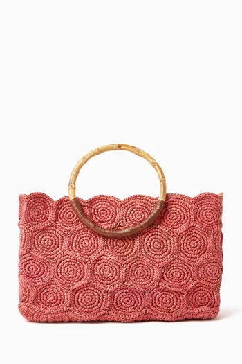 Scalloped Tote Bag in Toquilla Straw