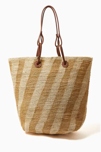 Striped Viajero Tote Bag in Toquilla Straw
