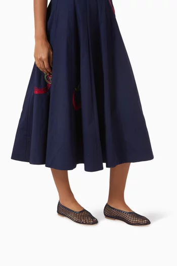 Alba Ballet Flats in Crochet Leather