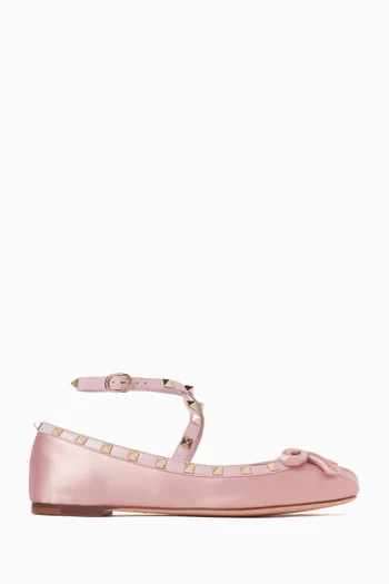 Rockstud Ballerina Flats in Satin