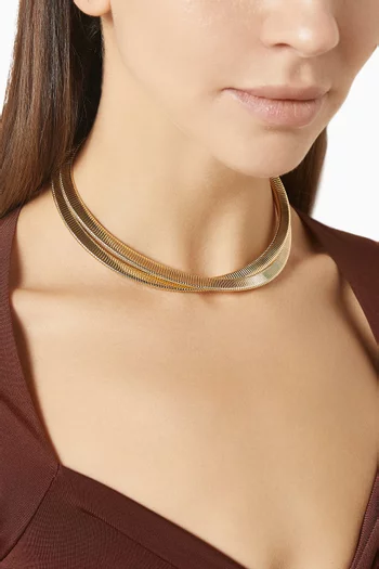 The Double Cobra Necklace in Gold-plated Brass