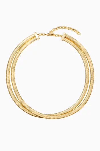 The Double Cobra Necklace in Gold-plated Brass