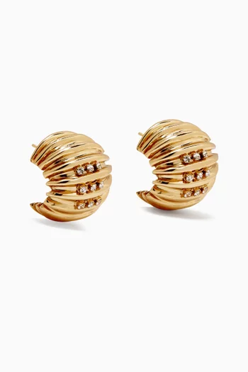 Anne Crystal Huggie Earrings in Gold-plated Metal