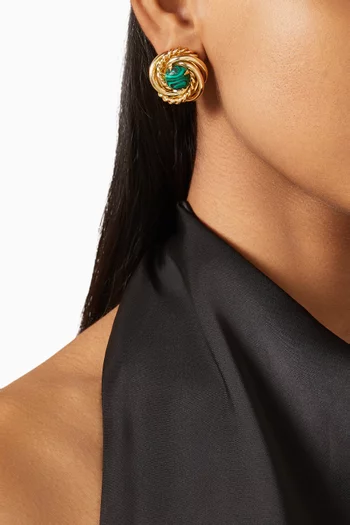 Atika Malachite Stud Earrings in Gold-plated Metal