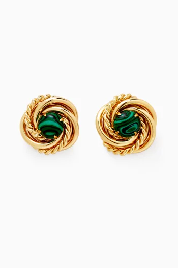 Atika Malachite Stud Earrings in Gold-plated Metal