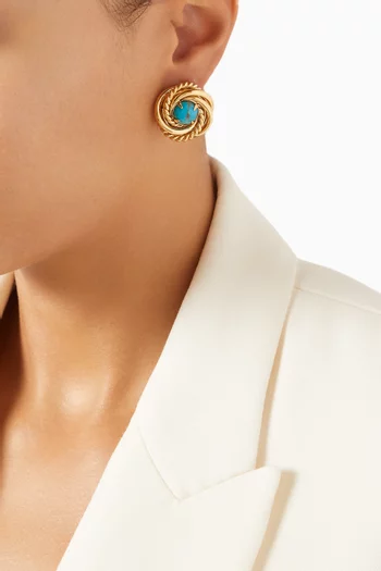 Atika Turquoise Stud Earrings in Gold-plated Metal