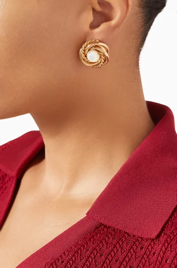 Atika Mother-of-Pearl Stud Earrings in Gold-plated Metal