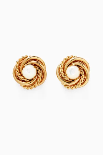 Atika Mother-of-Pearl Stud Earrings in Gold-plated Metal