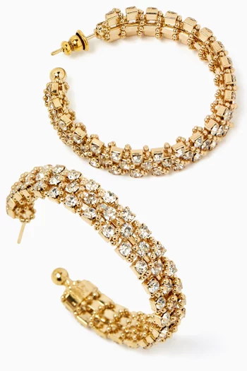 Crystal Hoop Earrings in Gold-plated Metal
