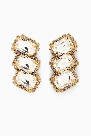 Leonore Crystal Earrings in Gold-plated Metal