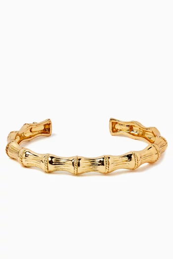 Bamboo Turquoise Cuff Bracelet in Gold-plated Metal